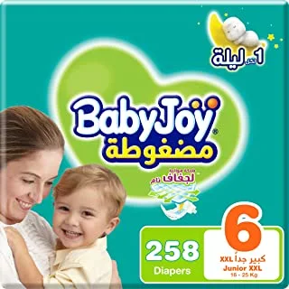Babyjoy Compressed Diamond Pad, Size 6, 258 Diapers (1 Giant Box + 2 Jumbo Box)