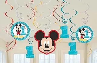 Amscan 1st Birthday Mickey Mouse Swirl Decorations 12Count Party Supplies Mickey Fun To Be One! One Size, Multicolor (671833)