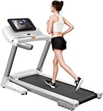 COOLBABY Fitness Automatic Treadmill - Foldable Motorized Walking & Running Machine for Home Use - with 10 inch Touchscreen & Auto Incline & 130Kgs weight capacity, White