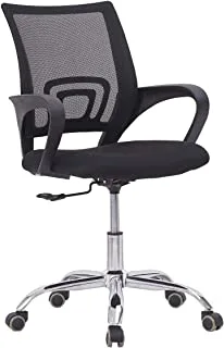 Mahmayi Sleekline مريح منخفض الظهر شبكي كرسي مكتب كمبيوتر عجلة عجلة كرسي مكتب مع دعم قطني ارتفاع قابل للتعديل (أسود) ، mesh_chair_001