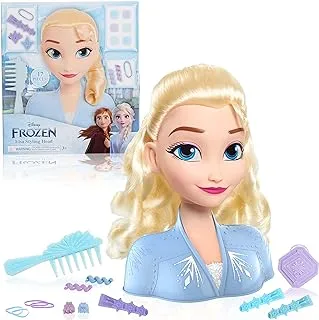 Disney Frozen Just Play 2 Elsa Styling Head, 14-Pieces Include Wear and Share Accessories, Blonde, Hair Styling for Kids, Multi-color, 32806