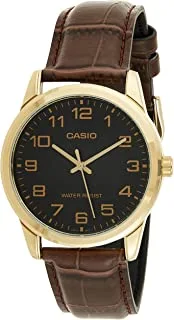 Casio Men's Black Dial Leather Analog Watch - MTP-V001GL-1BUDF, One Size
