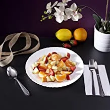 Royalford 10.5 Inchesopal Ware Spin White Dinner Plate, Soup Deep Plate Pasta Plate Platewith Playful Classic Decoration, Dishwasher Safe, Ideal For Soup, Desert, Icecream & More, Rf4525