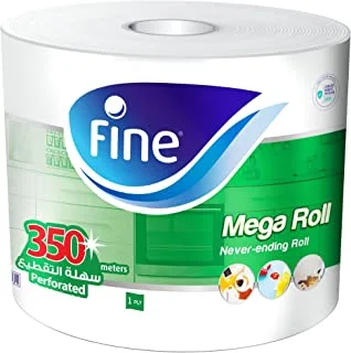 Fine Sterilized Kitchen Towel Mega Roll, 350 meters Long - Pack of 1 Big kitchen tissue roll, Highly absorbent and sterilized paper towel