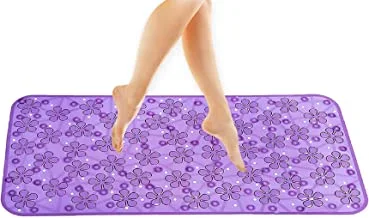 Kuber Industries Flower Design Pvc Non Slip Bath Mat With Suction Cups 27