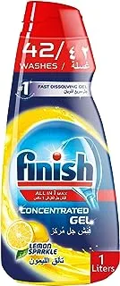 Finish Lemon Sparkle All In One Max Dishwasher Concentrated Gel, Shine And Protect With Glass Protect Action, 1L
