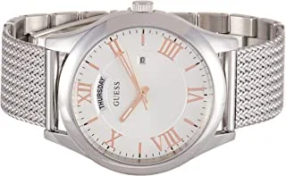 GUESS Dress Watch For Men, Stainless Steel Case, White Dial, Analog -W0923G1