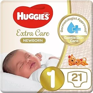 Huggies Extra Care Newborn, Size 1, Up to 5 kg, Carry Pack, 21 Diapers