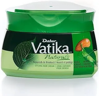 Vatika Naturals Nourish & Protect Styling Hair Cream | Henna, Almond, Aloe Vera & Nourishing Vatika Oils | Style & Texture - 140 ml
