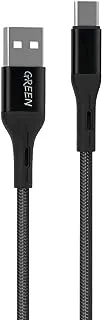 Green Braided Type-C Cable 1.2M 2A - Black