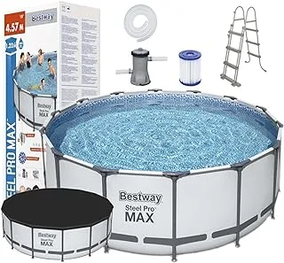 Bestway Steel Pro Frame Pool Set(Pool, Filter Pump, Ladder, Ground Cloth, Cover)457X122Cm