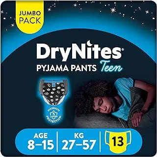 Huggies DryNites Pyjama Pants, 8-15 years, Bed Wetting Diaper, Boys, 27-57 kg, Value Pack, 13 Pants