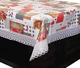 Kuber Industries Checkered Pvc 4 Seater Centre Table Cover - Cream, 150X225 Cm