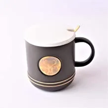 Tea Cup And Lid With Gold Spoon -400ml