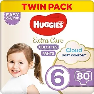 Huggies Extra Care Culottes, Size 6, 15-25 kg, Twin Jumbo Pack, 80 Diaper Pants