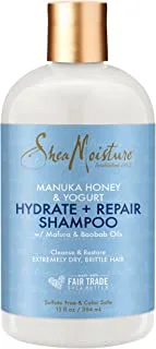 SheaMoisture Hydrate & Repair Moisture Shampoo for Damaged Hair Manuka Honey Moisturizing with Shea Butter, 13 Oz