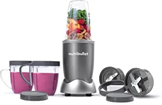 Nutribullet Multi-Function High Speed Blender, 600 Watts, 9pc Accessories, Mixer System With Nutrient Extractor, Smoothie Maker, 1-year limited warranty, Grey, NBR-1212M