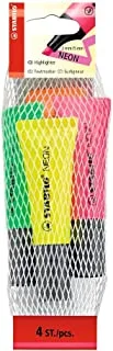 Highlighter Pen - STABILO NEON Pack of 4 Assorted Colours