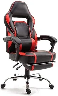 Mahmayi Gaming Chair High Back Computer Chair Chrome Desk Chair Pc Racing Executive Ergonomic Adjustable Swivel Task Chair With Headrest And Lumbar Support (Black/Red)