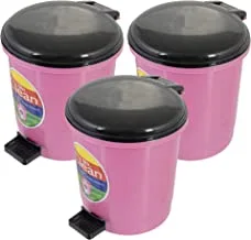 Kuber Industries Trash Can| Dustbin|Compost Bin For Home, Office, Shop|Waste Bin, Garbage Bin|Table Top Dustbin|Pack of 3, 2 Ltr (Pink)