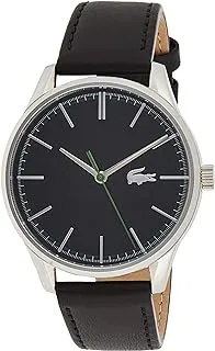 Lacoste Men's Black Dial Black Leather Watch - 2011047
