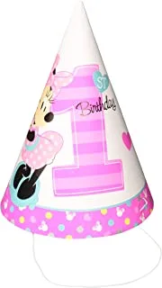 Amscan 251834 Disney Minnie's Inchesfun To Be One Inches Paper Cone Hats, Multicolor, Pack Of 8