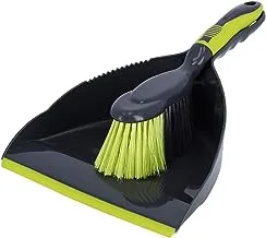 Royalford RF2367GR Dust Pan & Brush Set - Portable Hand Broom with Durable Stiff Bristles - Broom Set Having Frayed and Angled Tips | Hanging Loop | Cleaning Tool Perfect for Home or Office Use