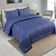 Krp Home 100% Cotton Lightweight Premium Comforter With Pillow Cover | 1-Piece Comforter + 2 Pillow Covers | Down Alternative Comforter For All Season | Color : Blue, Size : 228X274 cm King