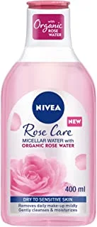 NIVEA Face Micellar Water Mono-phase Makeup Remover, Rose Care with Organic Rose Water, Dry & Sesitive Skin, 400ml