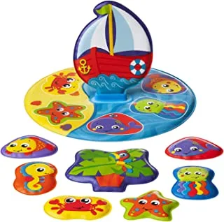 Playgro 0186379 Floaty Boat Bath Puzzle for baby infant toddler children, Playgro is Encouraging Imagination with STEM/STEM for a bright future - Great start for a world of learning