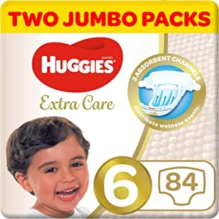 Huggies Extra Care, Size 6, 15+ kg, Twin Jumbo Pack, 84 Diapers