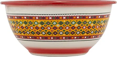 Al Saif Enamelware Iron Footed Bowl Badia Design Size: 18Cm, Color: Multicolor