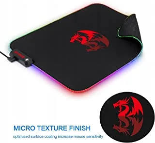 Redragon P026 Pluto RGB LED Large Gaming Mouse Pad Soft Mat with Nonslip Base, Large Size with Stitched Edges for PC Gamer 13. x 10.2 Inches (330 x 260 x 3 mm)