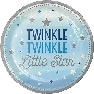 One Twinkle Twinkle Little Star Boy Paper Dinner Plates 8-Pieces, 9-Inch Diameter, Multicolour