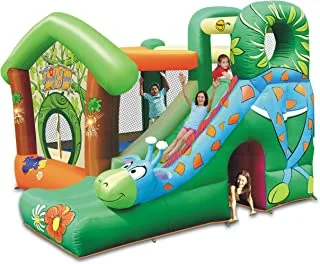 Happy Hop Jungle Fun Childrens Bouncy Castle With Giraffe Slide 11.5Ft X 11Ft