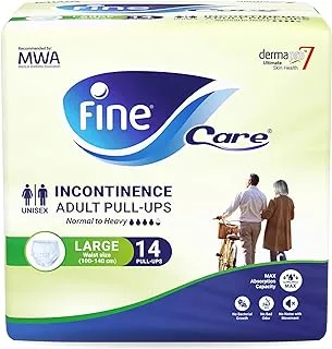 Fine Care Adult Pull Ups Size Large, Waist (100 - 140 cm), Pack of 14, Incontinence Unisex Pull-ups, Disposable and Highly Absorbent.