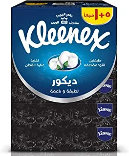 Kleenex Décor Facial Tissue, 2 PLY, 6 Tissue Boxes x 76 Sheets, Cotton Soft Tissue Paper for Face & Gentle Care