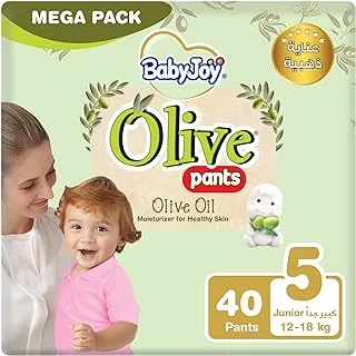 Babyjoy Olive Pants, Size 5 Junior, Mega Pack, 12-18 Kg, 40 Count