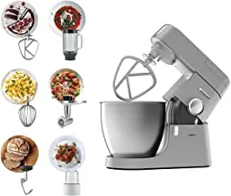 Kenwood Stand Mixer Kitchen Machine Metal Body CHEF XL 1200W with 6.7L Stainless Steel Bowl, K-Beater, Whisk, Dough Hook, Glass Blender, Meat Grinder, Multi Mill KVL4230S Silver,