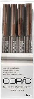 Copic Markers Multiliner Sepia Pigment Based Ink, 4-Piece Set