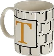 كوب شاي وقهوة من البورسلين مطبوع عليه حرف T من Shallow ، BD-MUG-T