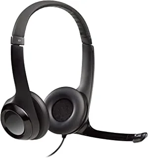 Logitech H390 Wired Headset for PC/Laptop, Stereo Headphones with Noise Cancelling Microphone, USB-A, In-Line Controls, Works with Chromebook - Black