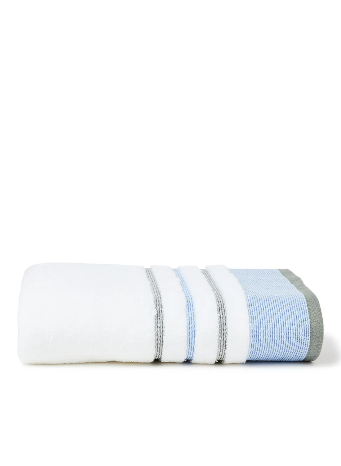 White Rose Cozy Style Zero Twist Bath Towel White/Blue 80x160cm