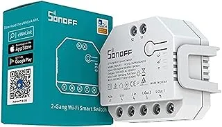 Sonoff DIY DUALR3 Smart Dual Relay Wi-Fi Switch with Power Metering - TUV Certified - Two Way Smart Switch - overload protection - Reliable and safe 【Compatible with Alexa&Google Assistant】【White 】