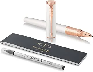 Parker 1931457 PARKER Ingenuity 5th Technology Slim Pen, Pearl with Pink Gold Trim, Medium Point with Black Ink Refill