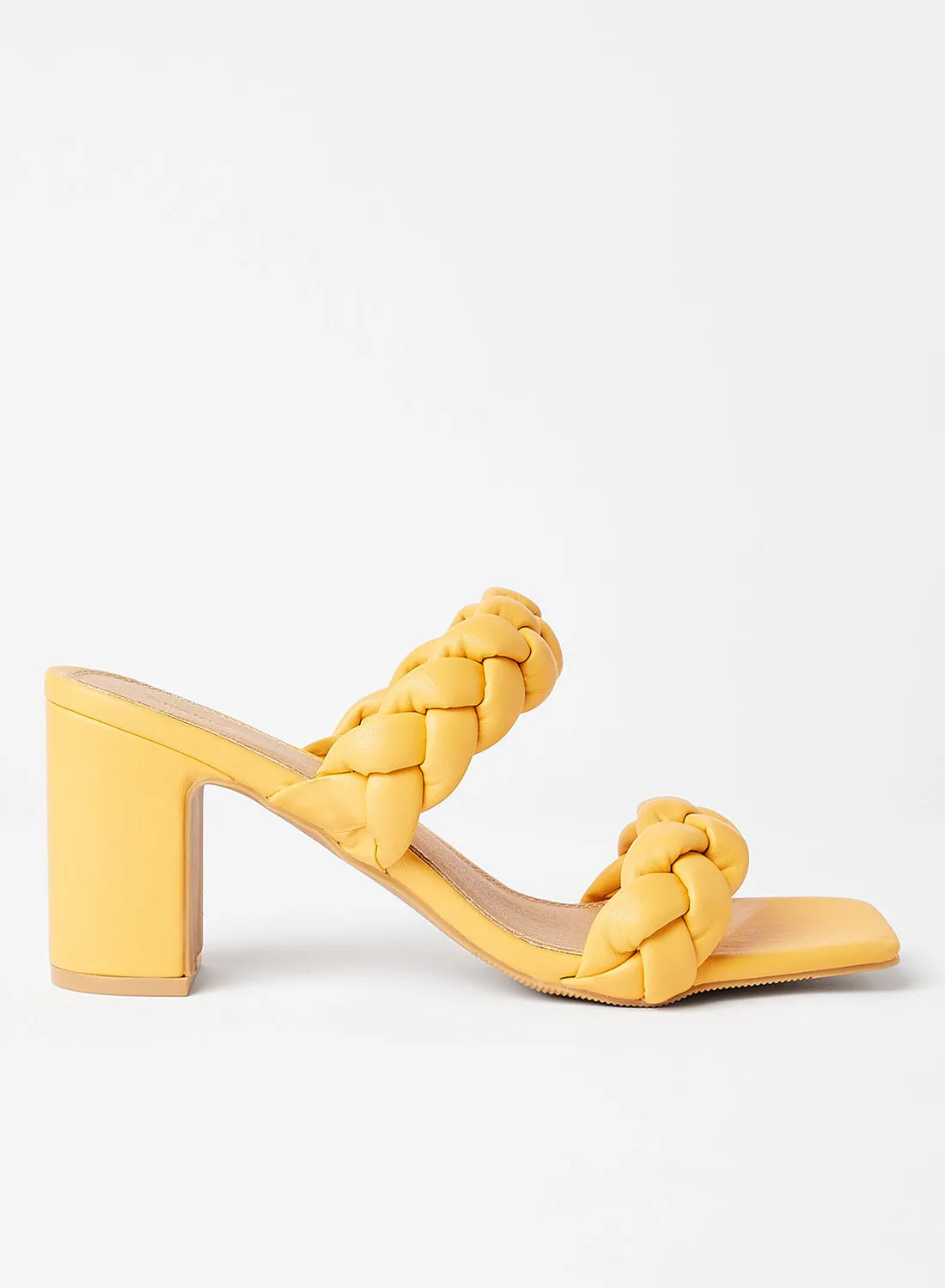 Pimkie Braided Block Heel Sandals Yellow