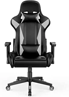 Bifma Certified Gaming Chair Racing Style Office Chair - With Removable Headrest And High Back Cushion - Gray & Black, Bifma Certified