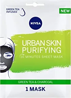NIVEA Face Sheet Mask Puryfying, Urban Skin with Green Tea & Charcoal, 1 Mask