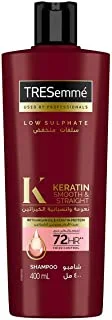 TRESEMMÉ Keratin Smooth & Straight Shampoo with Argan oil, enjoy up to 72 hours of frizz control, 400ml