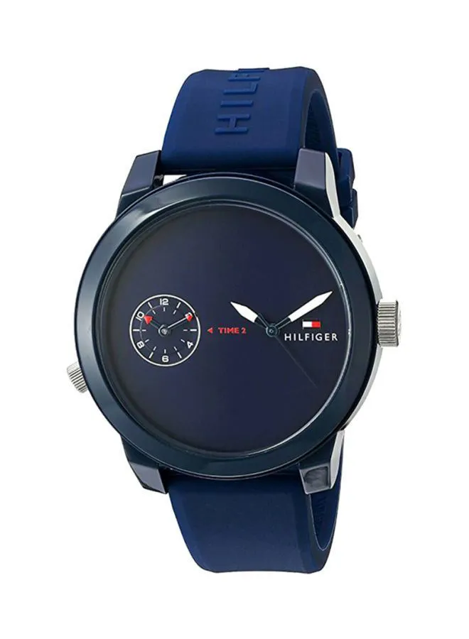 TOMMY HILFIGER Men's DENIM Round Shape Silicone Strap Analog Wrist Watch 44 mm - Blue - 1791325